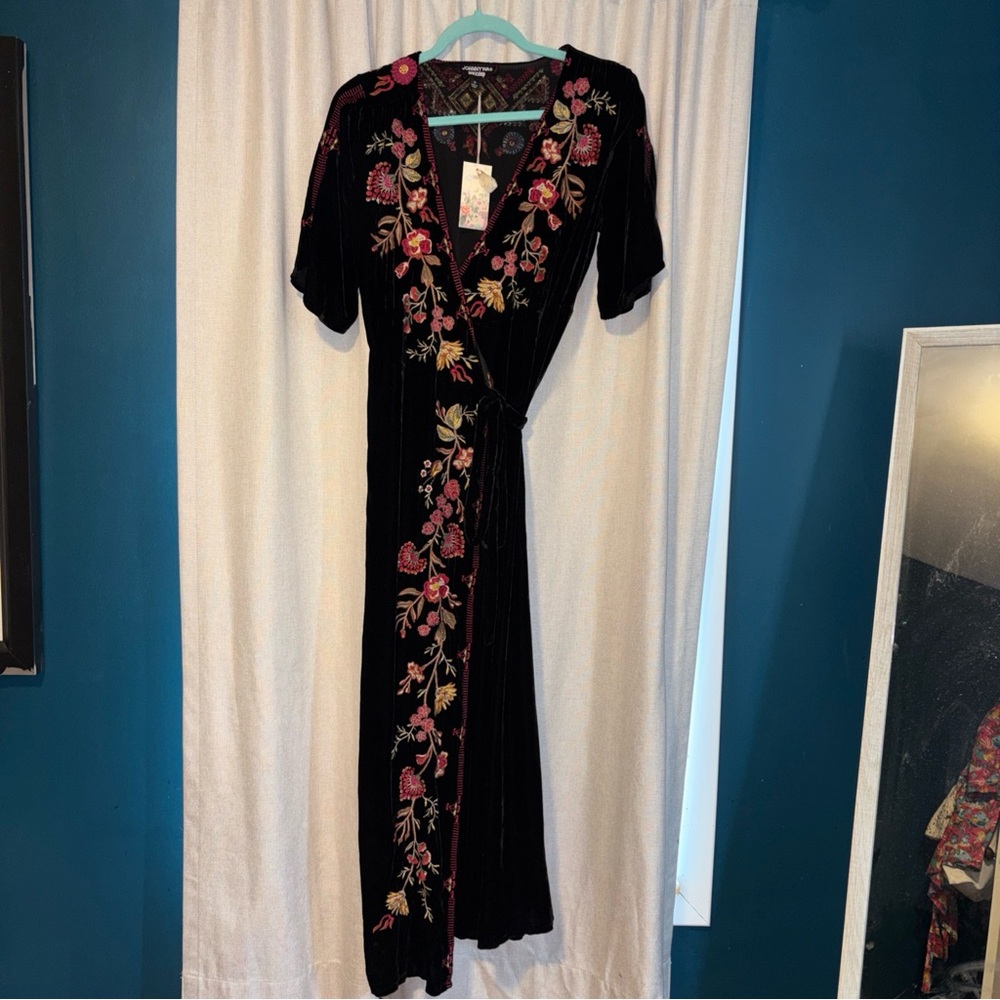 Johnny Was Lilith Velvet Wrap Dress XS